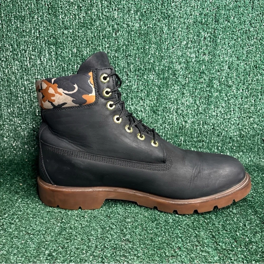 Timberland Mens Boots Black Camo Nubuck Premium 6 Inch Waterproof Outdoor Sz 12